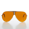 Retro Pilot Sunglasses with Amber Lens - Zaki