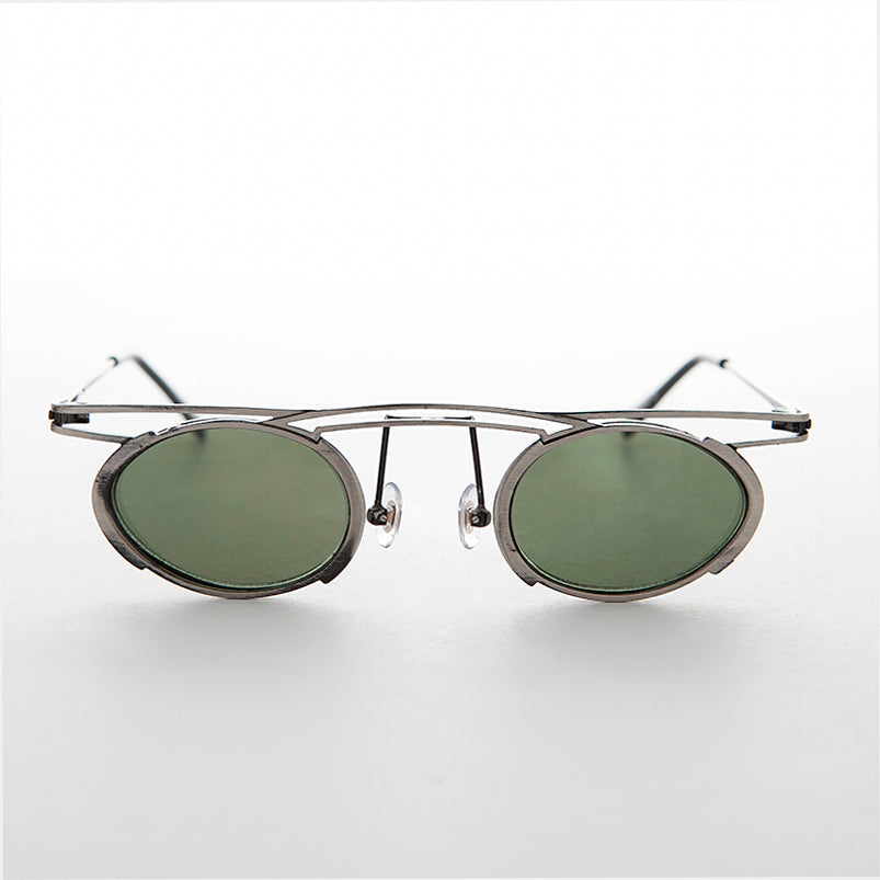 Floating Oval Lens Edwardian Steampunk Vintage Sunglass - Zebulon