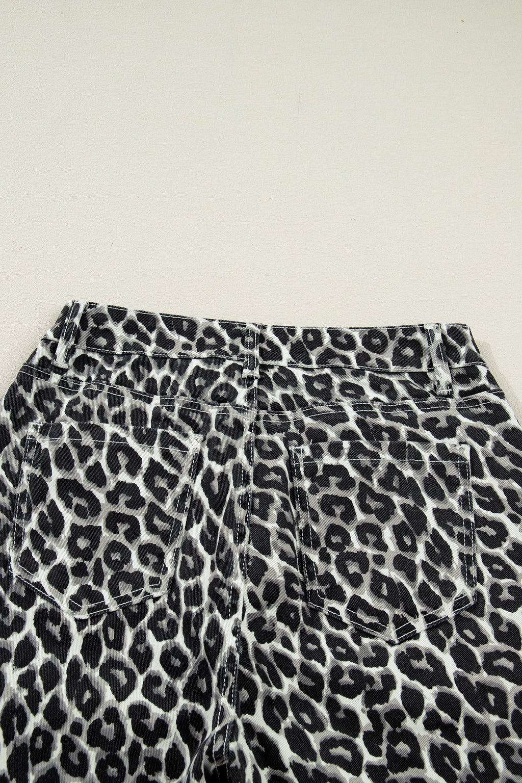 Black Leopard Print Barrel Jeans