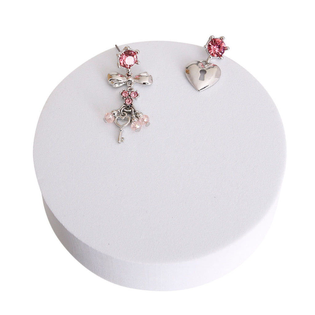 Lock and Key Earrings Silver Mismatched Trendy Statement Jewelry