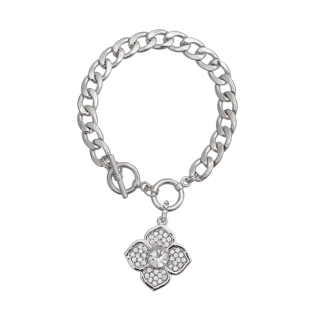 Flower Bracelet Silver Shine Stylish Jewelry Accessory