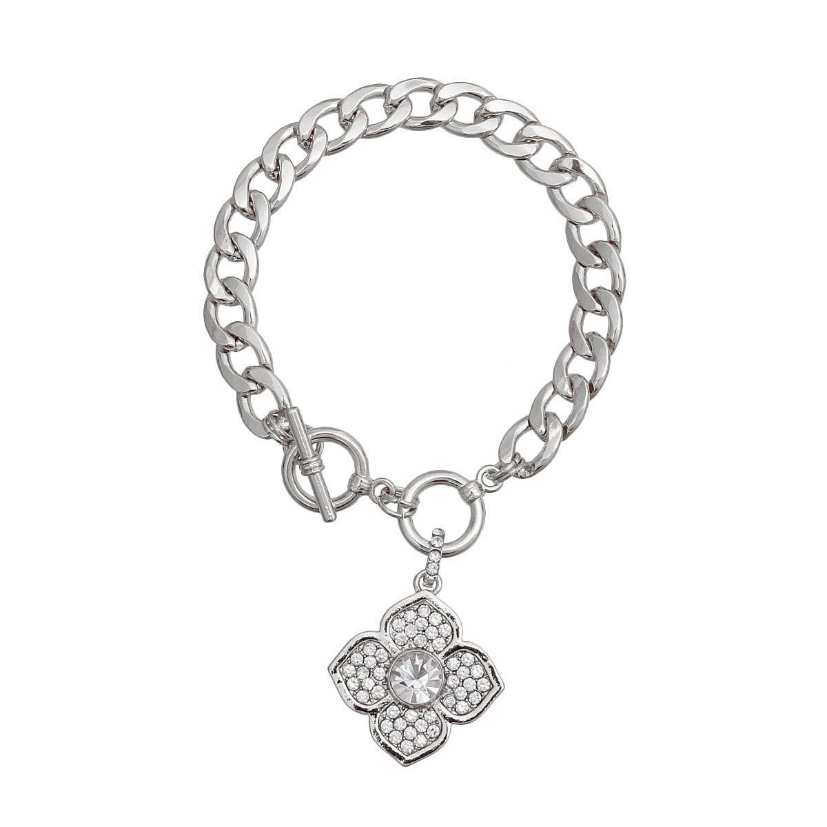 Flower Bracelet Silver Shine Stylish Jewelry Accessory