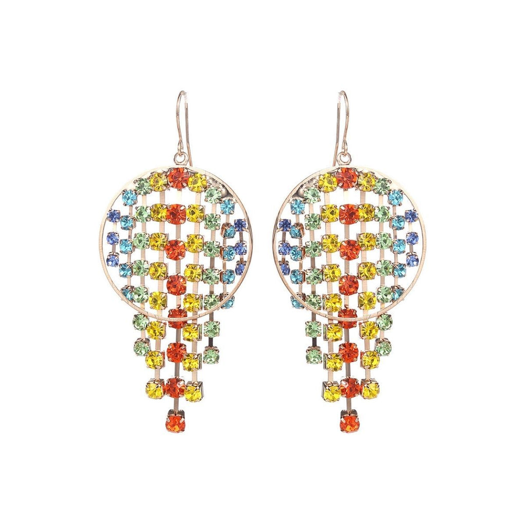 Statement Rainbow Fringe Circle Earrings, Trendy Stylish Jewelry Accessory