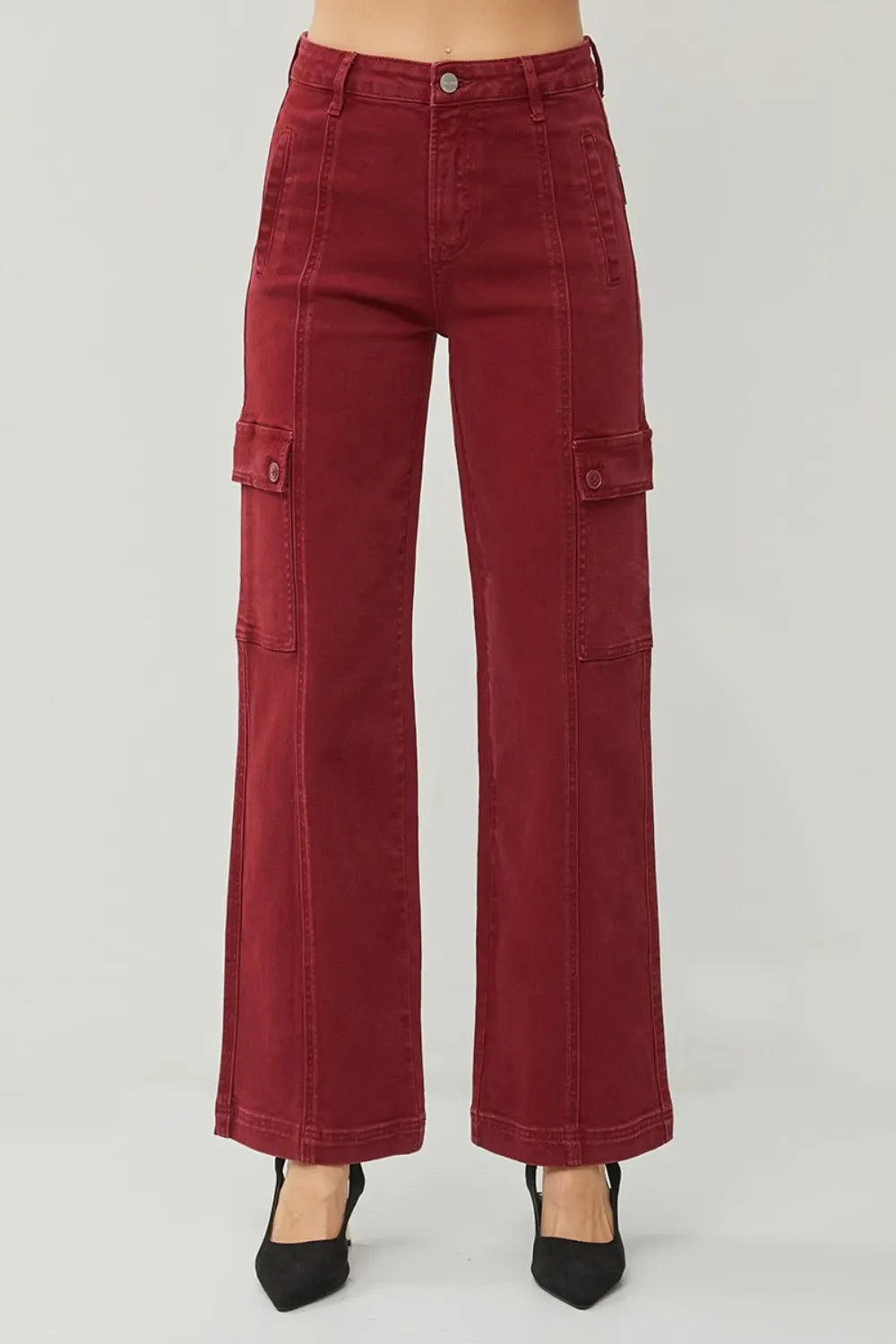 Full Size High Rise Wide Leg Cargo Jeans