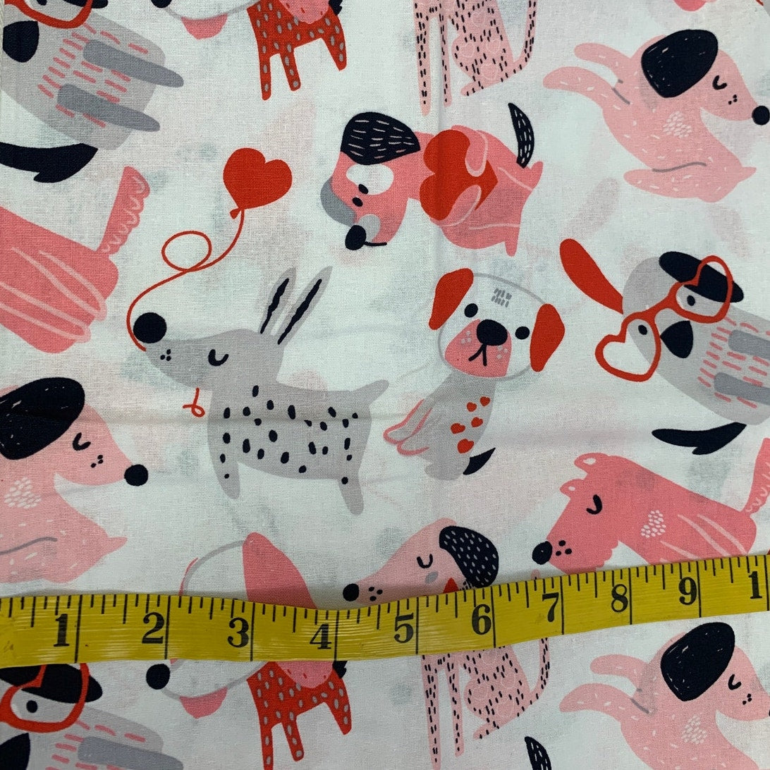 1 YD New Create It 36" X 42" Valentine Bow Wow Puppy Dog Quilting Cotton Fabric