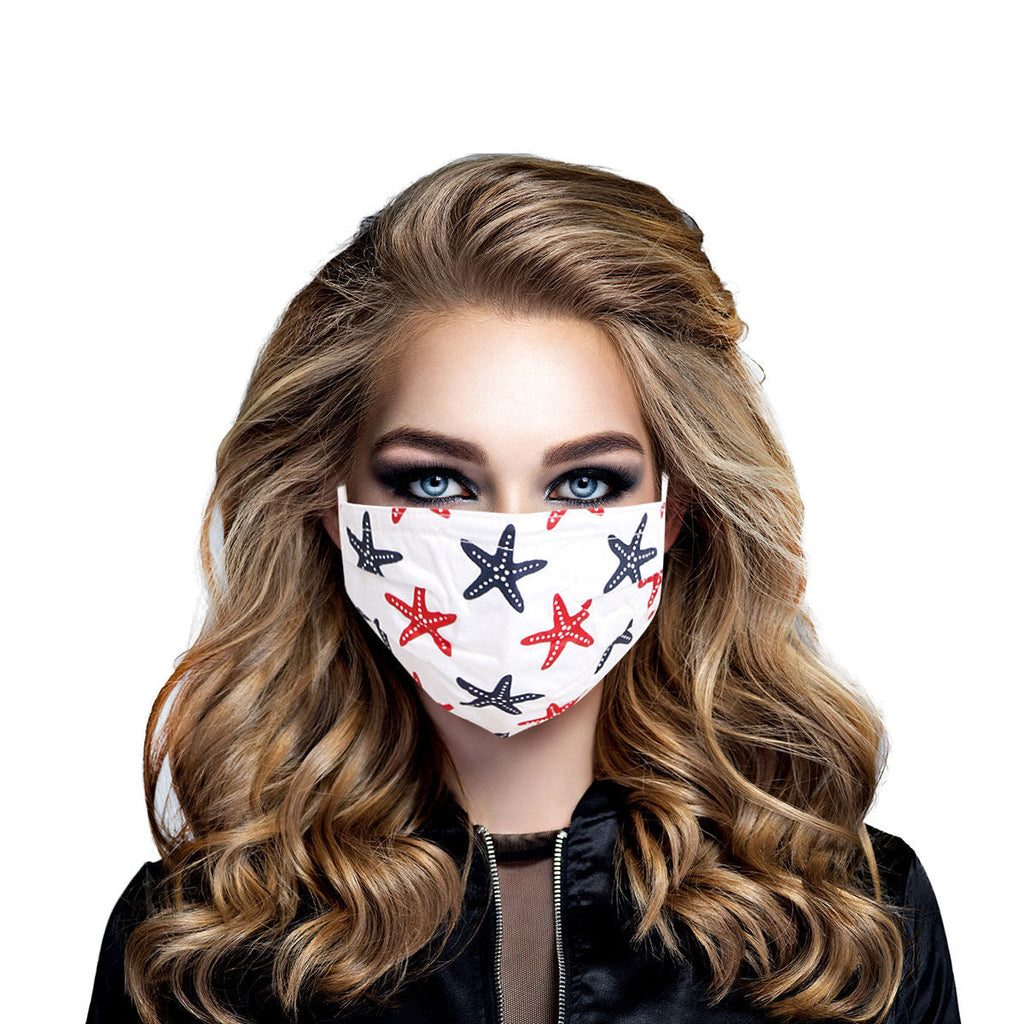 Fashion Face Mask White with Starfish Print Stylish Accessory