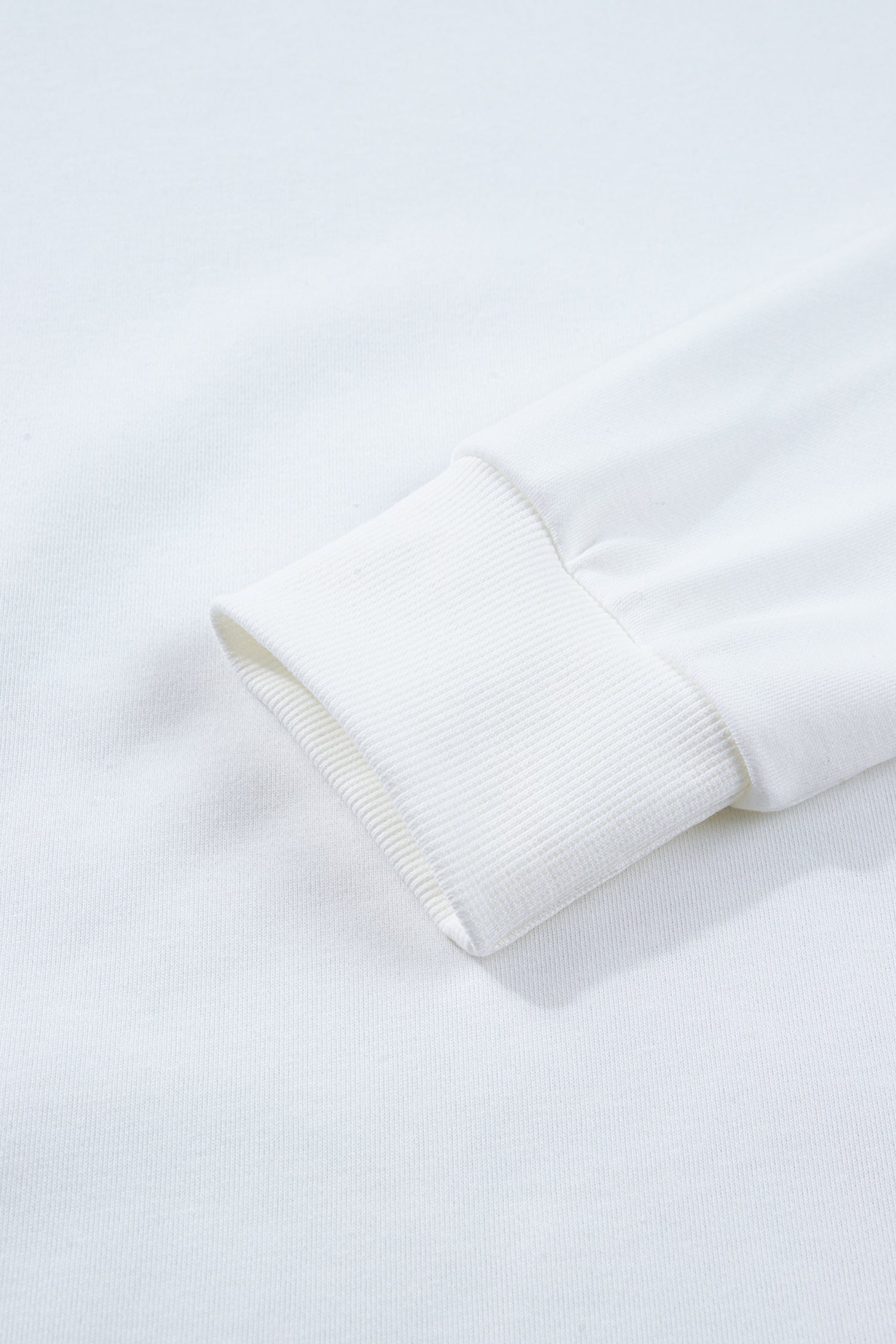 White Solid Color Dropped Shoulder Long Sleeve Top