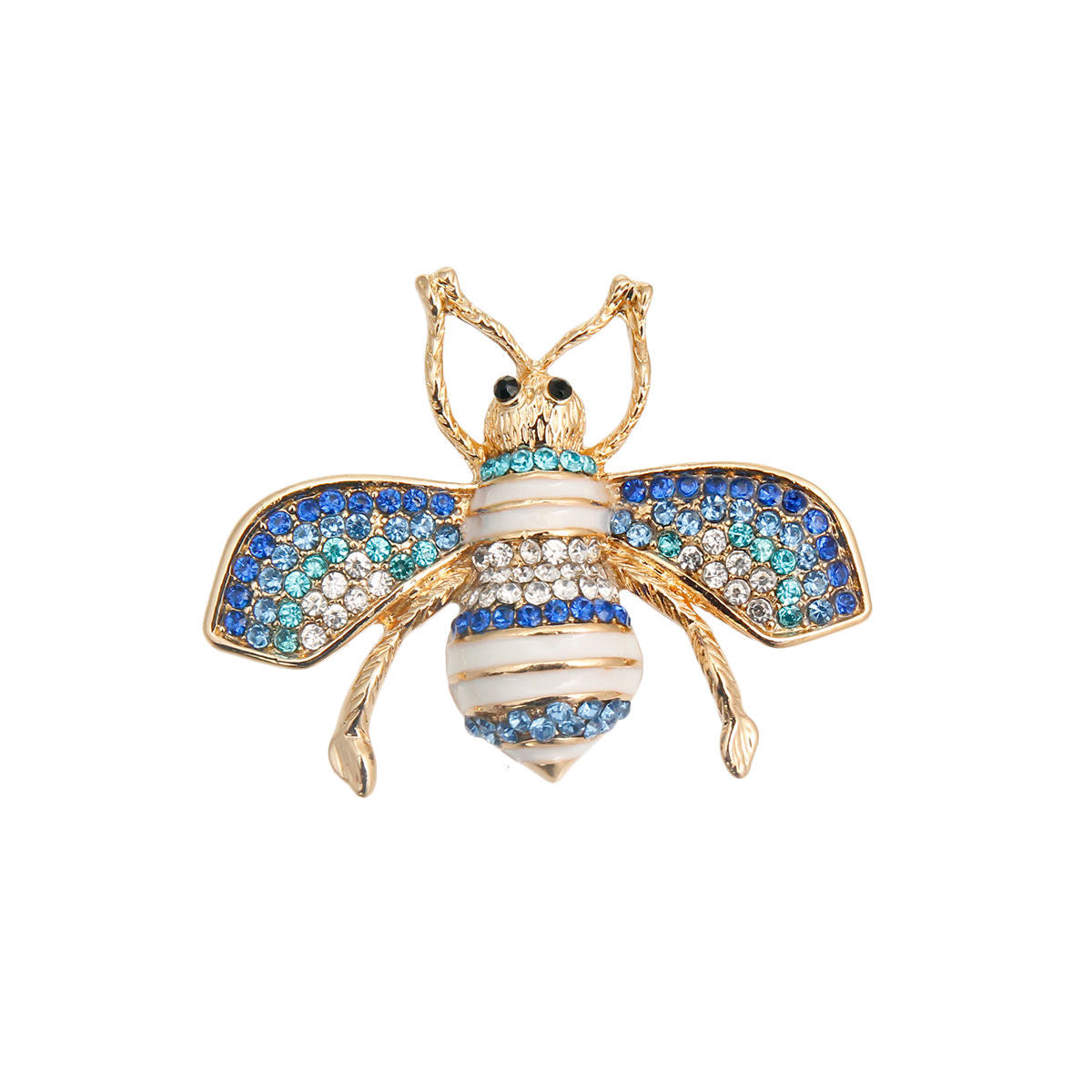 Statement Bee Brooch with Blue Rhinestones Stylish Fashion Jewelry Accessory