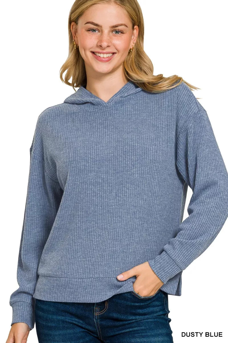 Ribbed Long Sleeve Hoodie