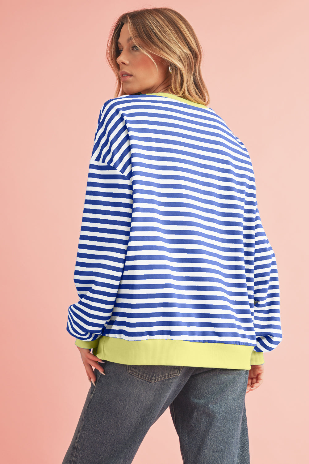 Black Stripe Contrast Edge Cross Seam Oversized Sweatshirt