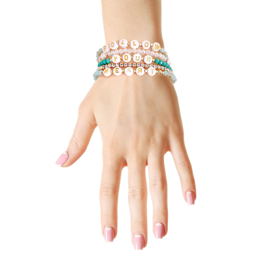 Beaded Bracelet Aqua Follow Your Heart Stylish Casual Jewelry