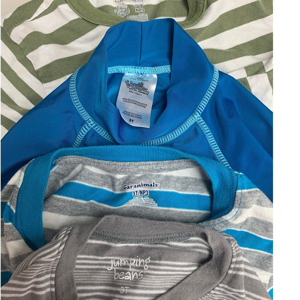 Lot of 4 Baby Boys 3T Striped Short Sleeve Dinosaur Half Sleeve Swim Shirts