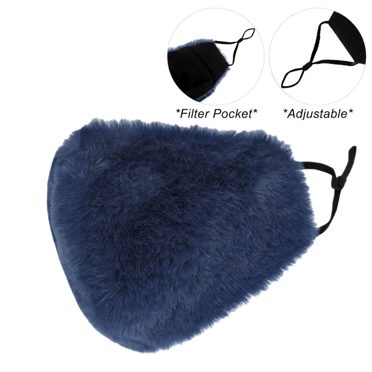 Faux Fur Fashion Mask in Navy – Stylish Casual Accessory