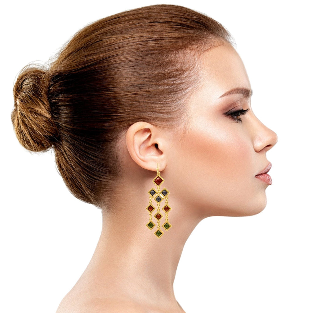 Resin Earrings with Gold Diamond Accent – Stylish Statement Jewelry