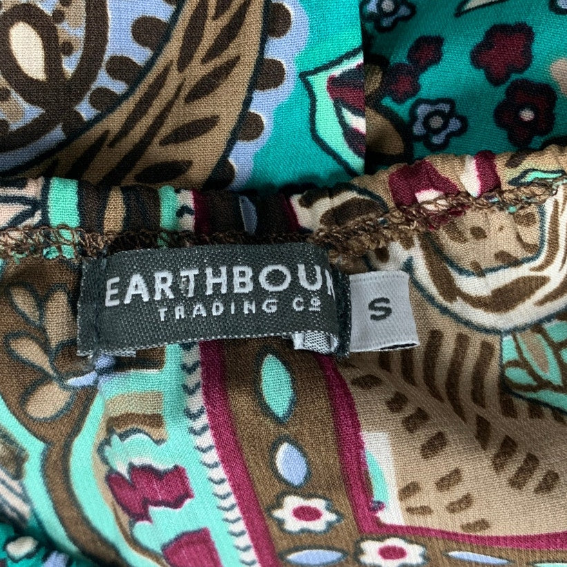 Earthbound Trading Co Womens Small 100% Polyester Floral Long Sleeve Dress