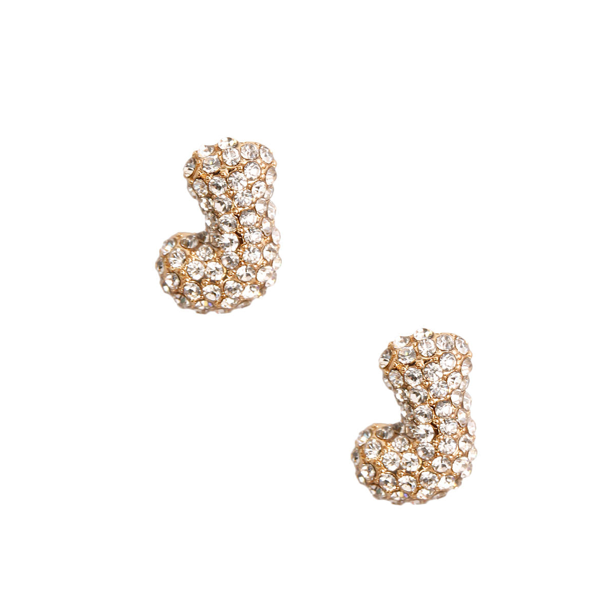 Rhinestone Stud Earrings J Initial Stylish Fashion Jewelry