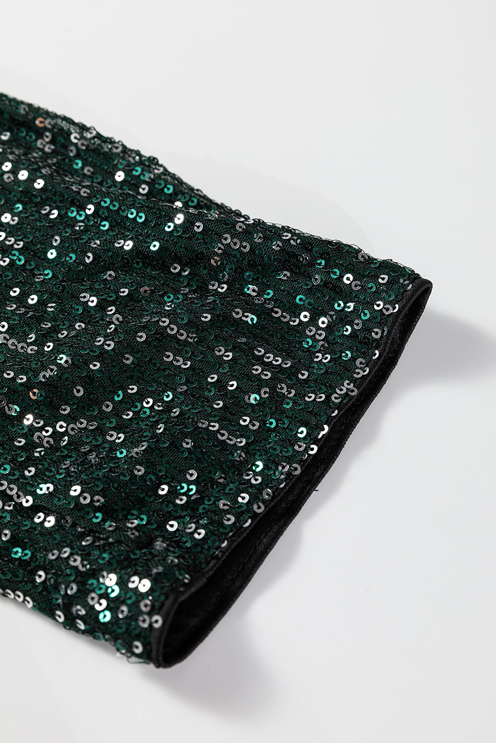 Evergreen Glitter Sequin Open Front Long Sleeve Top