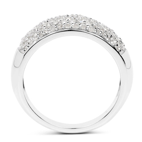 0.96 Carat Genuine White Diamond .925 Sterling Silver Ring