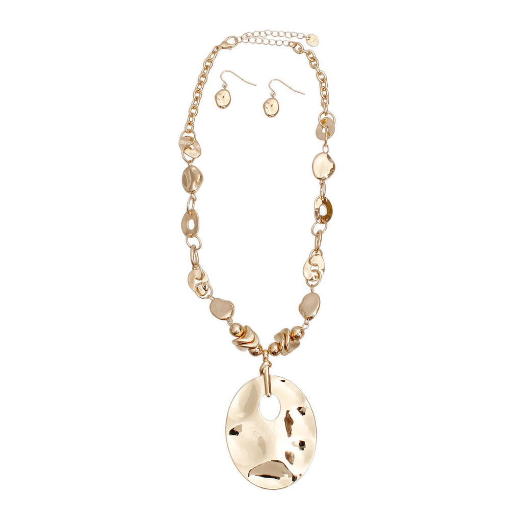 Pendant Necklace Gold Organic Link Stylish Statement Jewelry