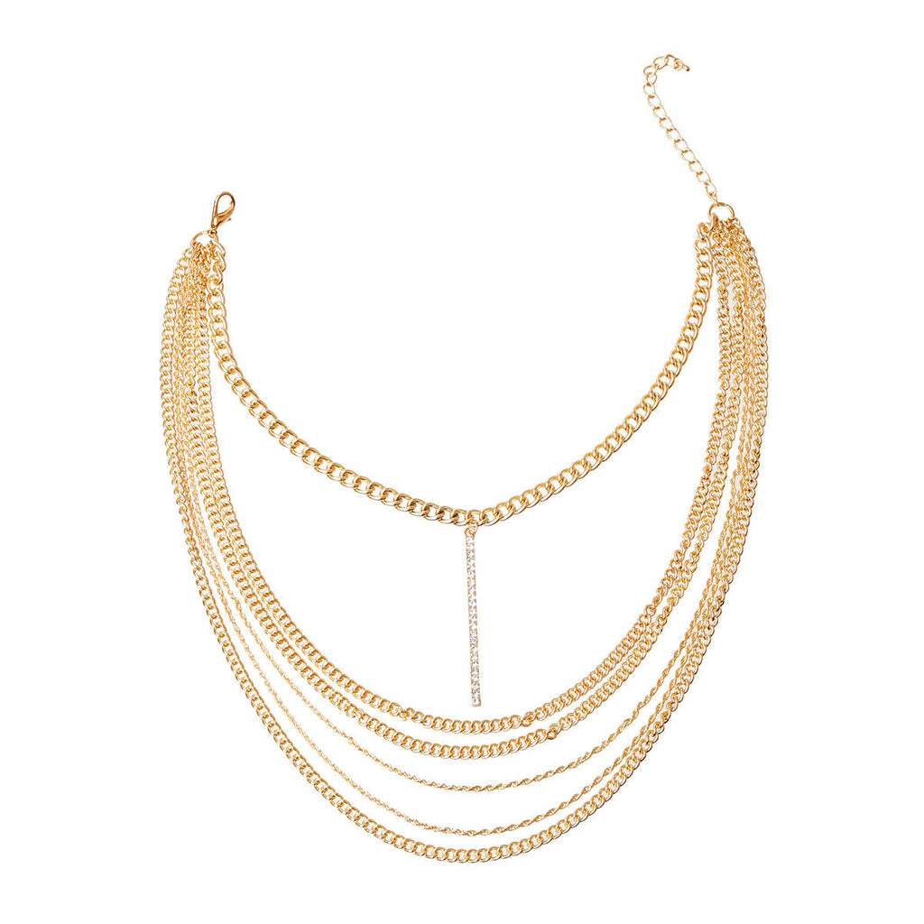 Layered Gold Bar Chain Choker Necklace – Trendy Statement Jewelry