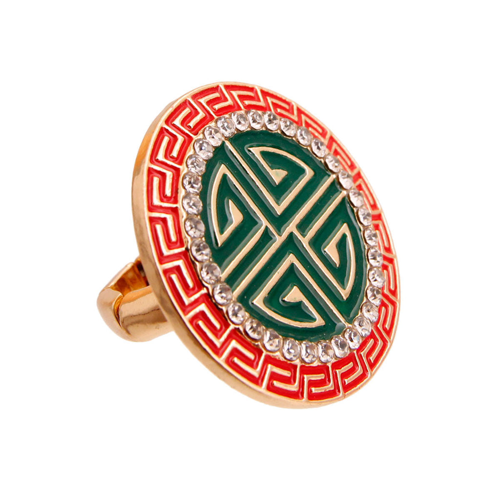 Statement Cocktail Ring Gold Red Round Greek Stylish Jewelry
