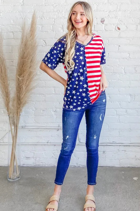 American Flag Short Sleeve Top
