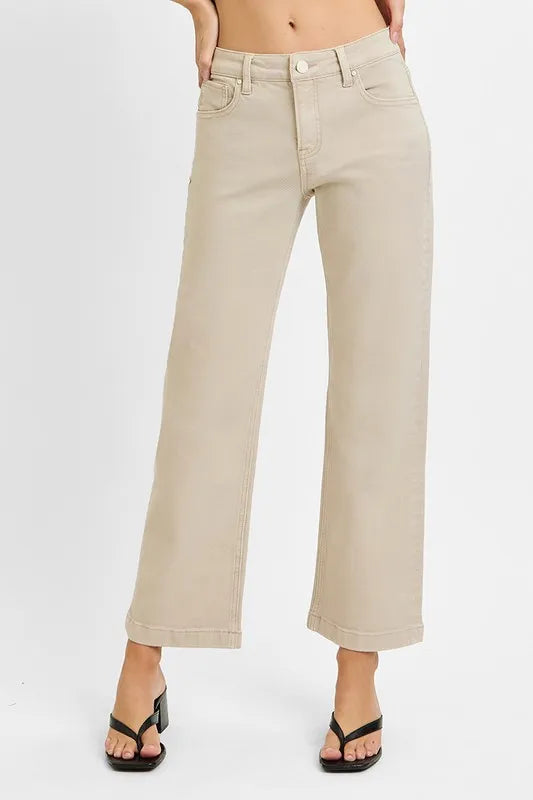 Full Size Tummy Control Mid Rise Ankle Straight Jeans Plus Size