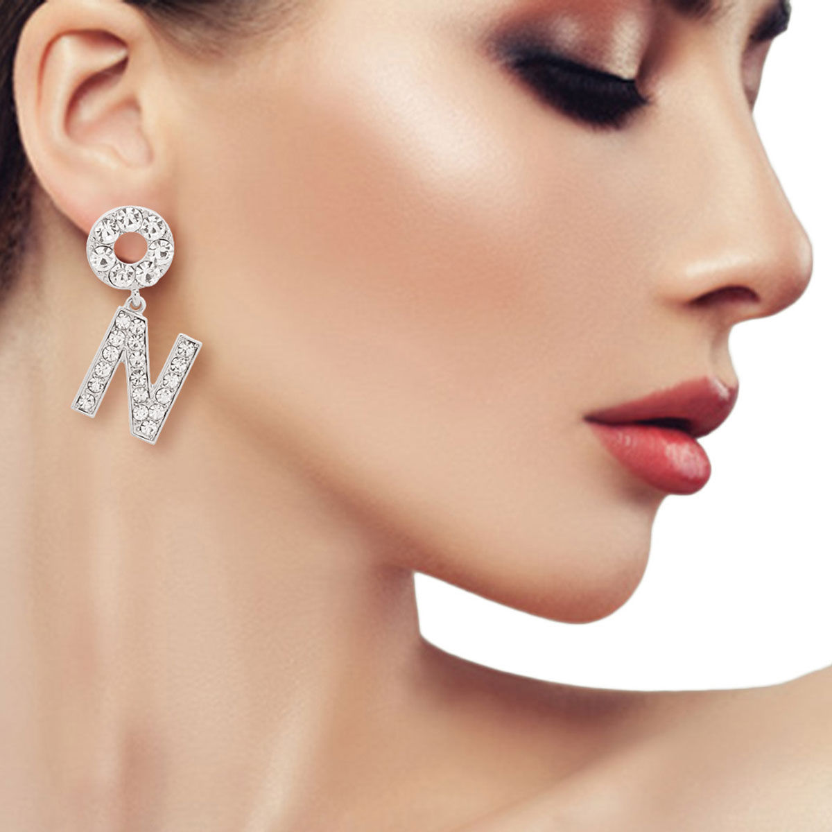 Dangling J Earrings Silver Shimmer Stylish Statement Jewelry