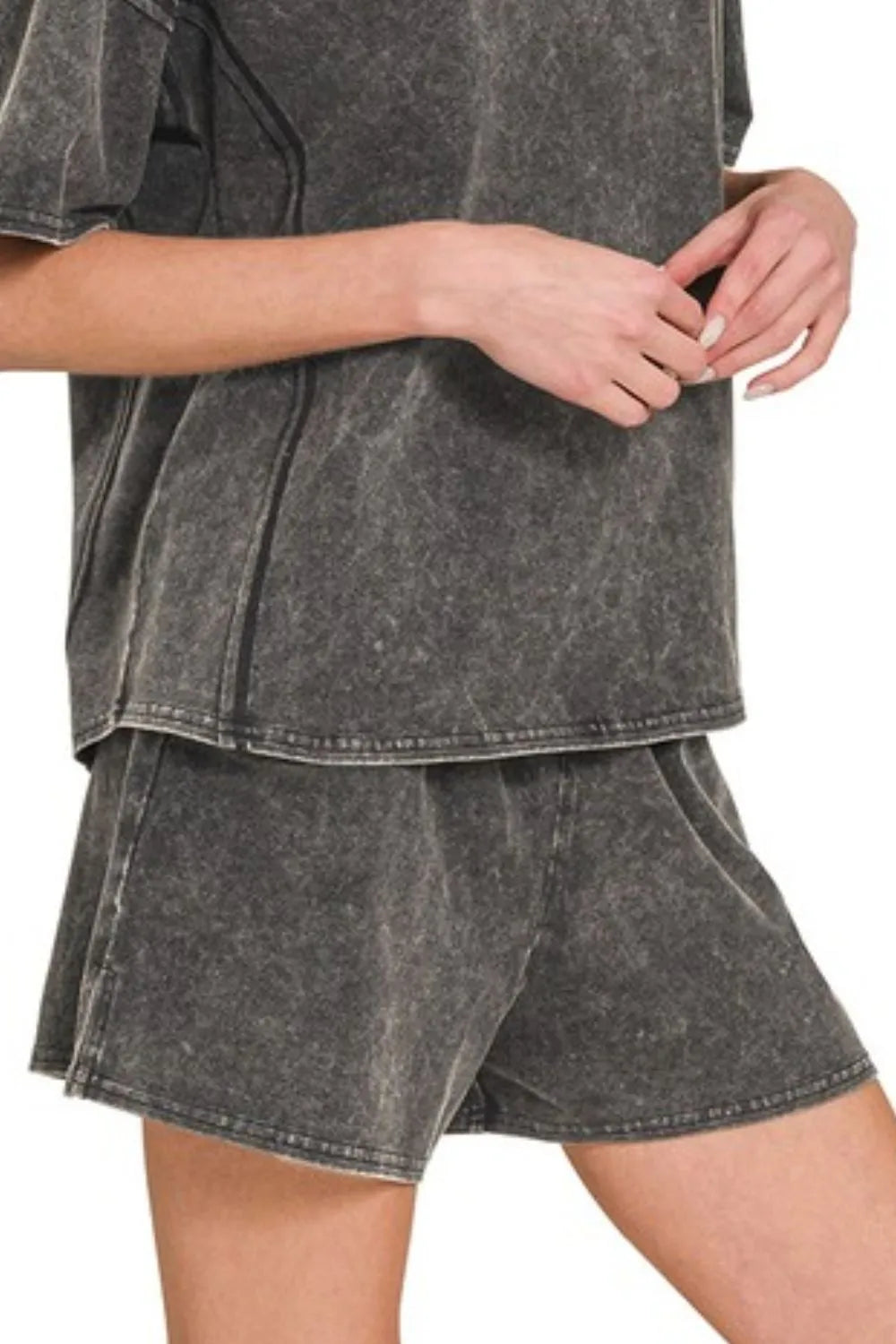 Acid Washed Short Sleeve Tee & Shorts Set