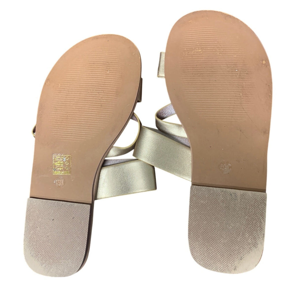Luoika Womens 7.5W Gold Toe Strap Slide On Flats Sandals Flip Flop Shoes