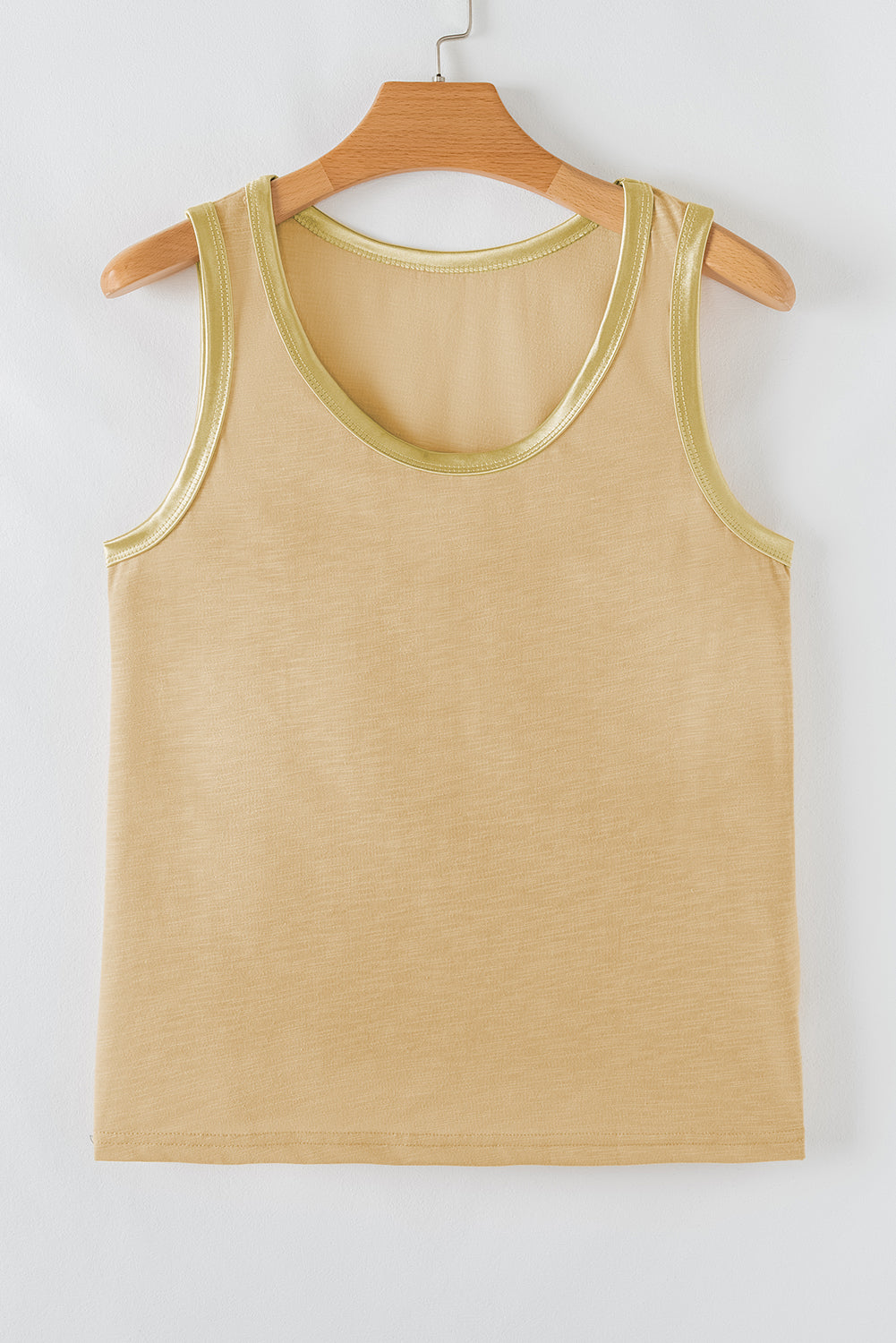 Peacock Blue Contrast Trim Round Neck Tank Top
