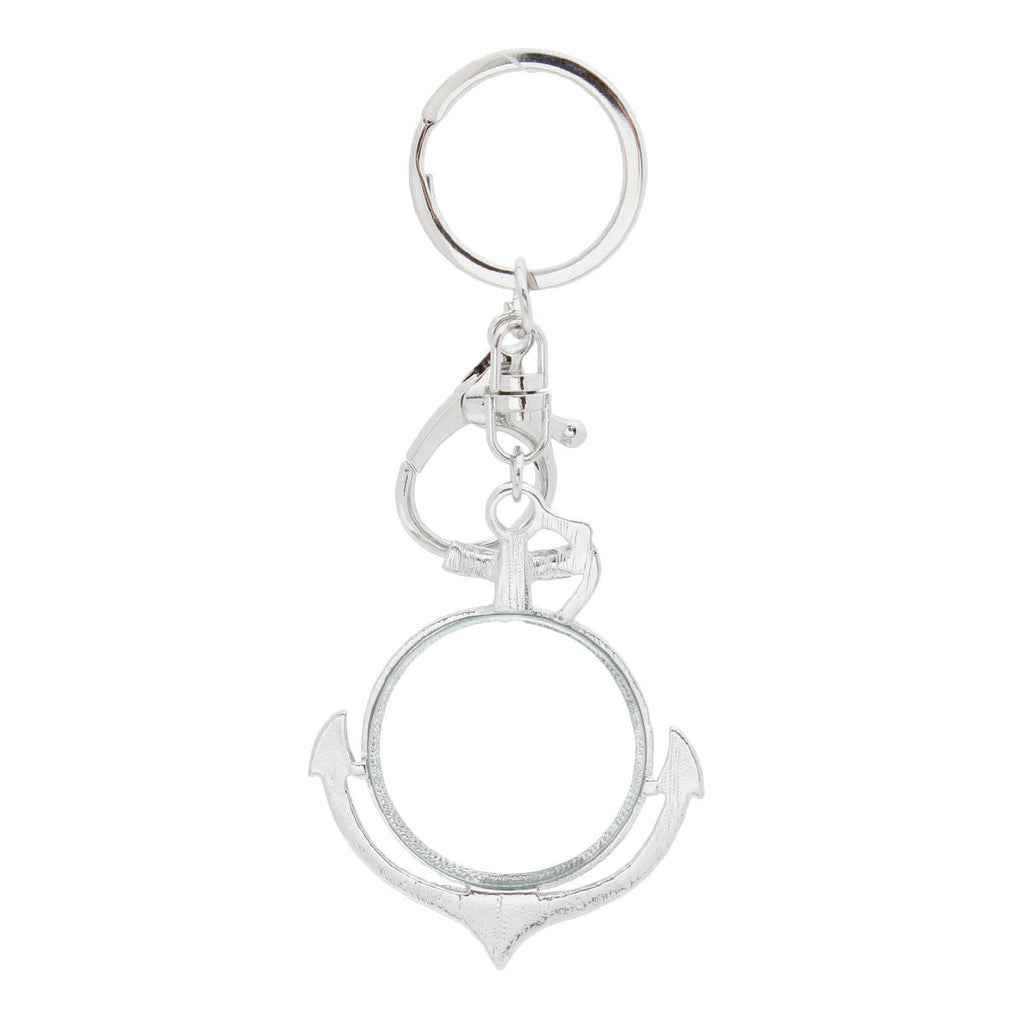Magnifying Glass Keychain with Silver Anchor Charm – Stylish Accessory