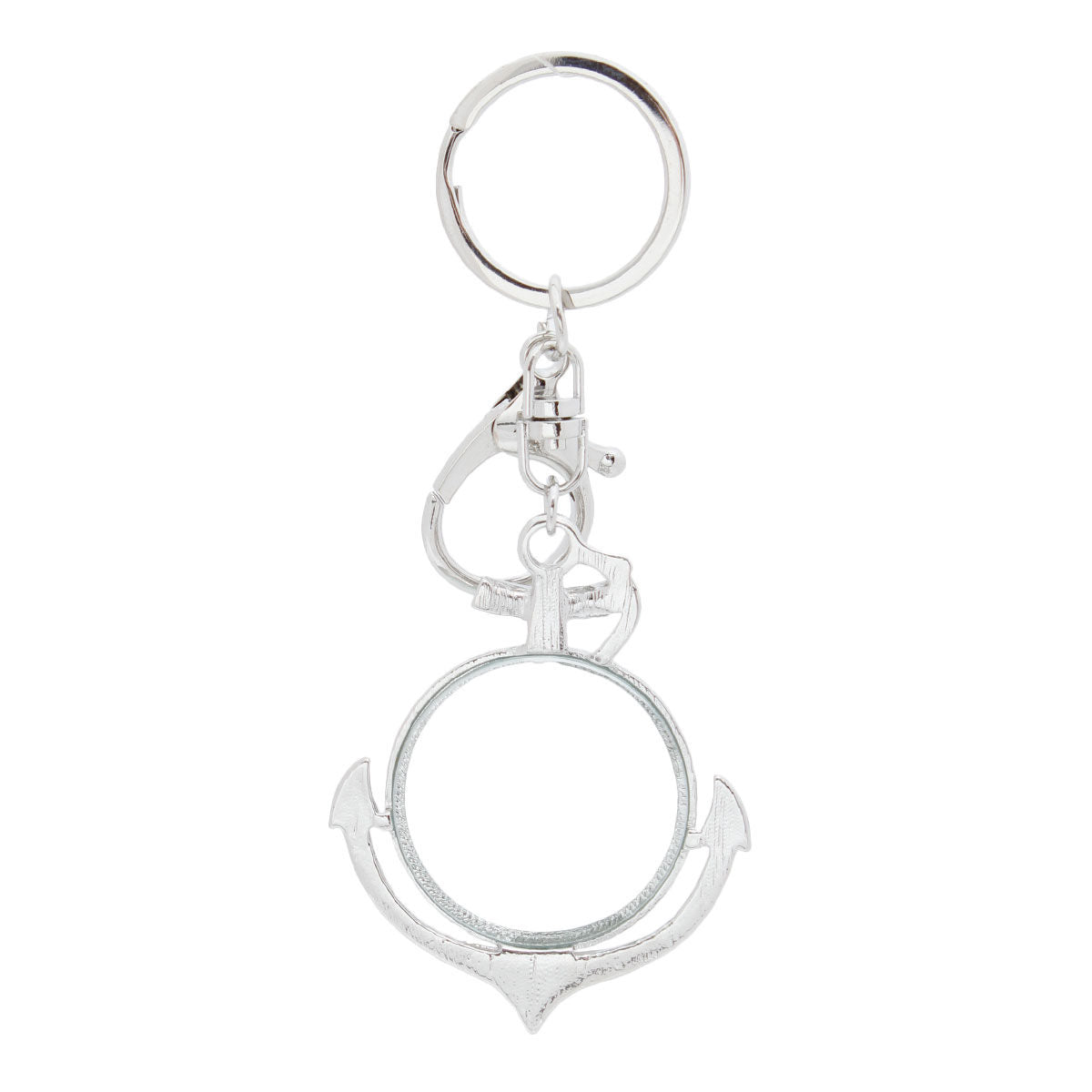 Magnifying Glass Keychain with Silver Anchor Charm – Stylish Accessory
