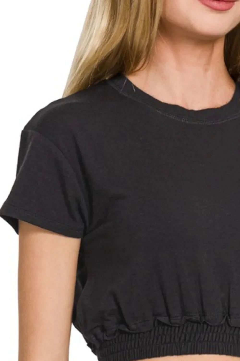 Elastic Hem Crop Top