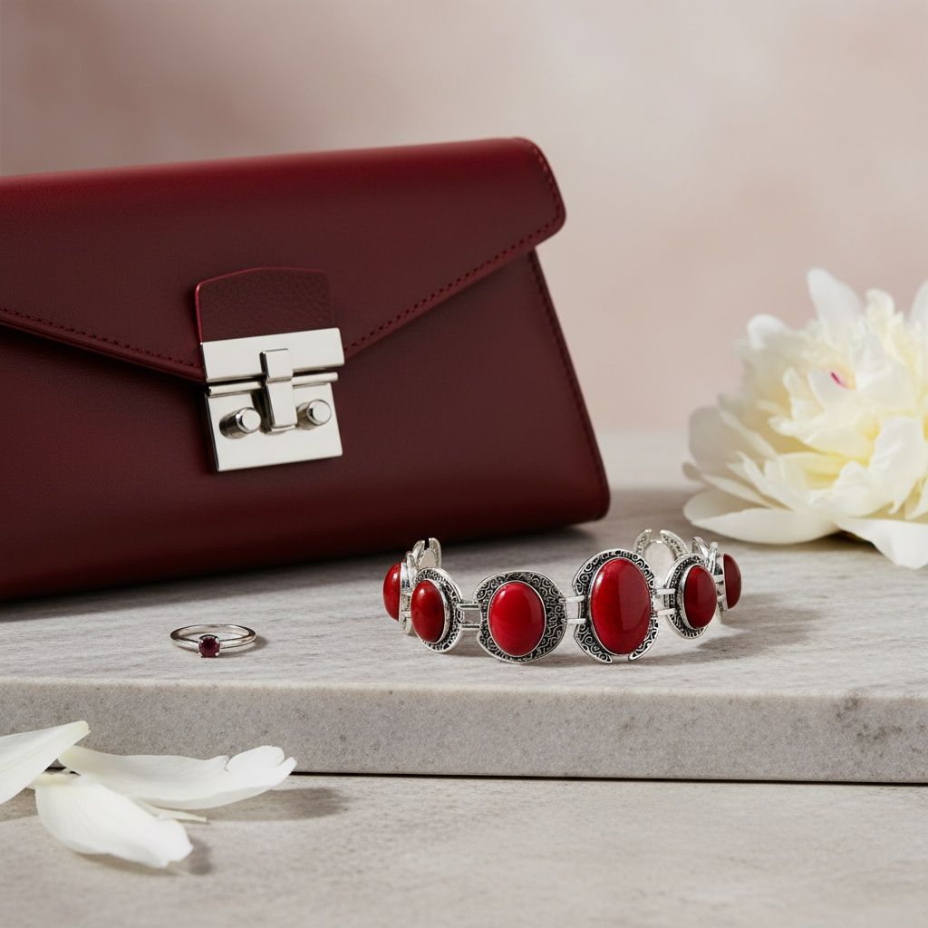 Silver Burnished Red Oval Cracked Linked Bracelet – Stylish Statement Jewelry