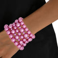 Pearl Bracelets Set 5 Pcs Purple Stylish Fashion Jewelry Accessories