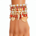 Women’s Pearl Bead Bracelet Red and White Stylish Jewelry Accessory