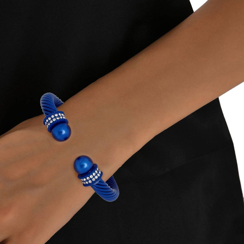 Classic Thick Cable Bangle Bracelet in Royal Blue – Stylish Sorority Jewelry Accessory