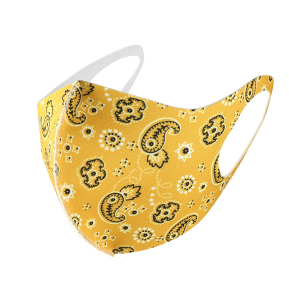 Fashionable Yellow Paisley Bandana Face Mask Stylish Accessory