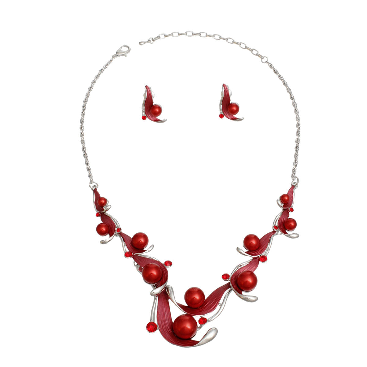 Elegant Red Pearl Statement Necklace Collar DST Stylish Jewelry Accessory