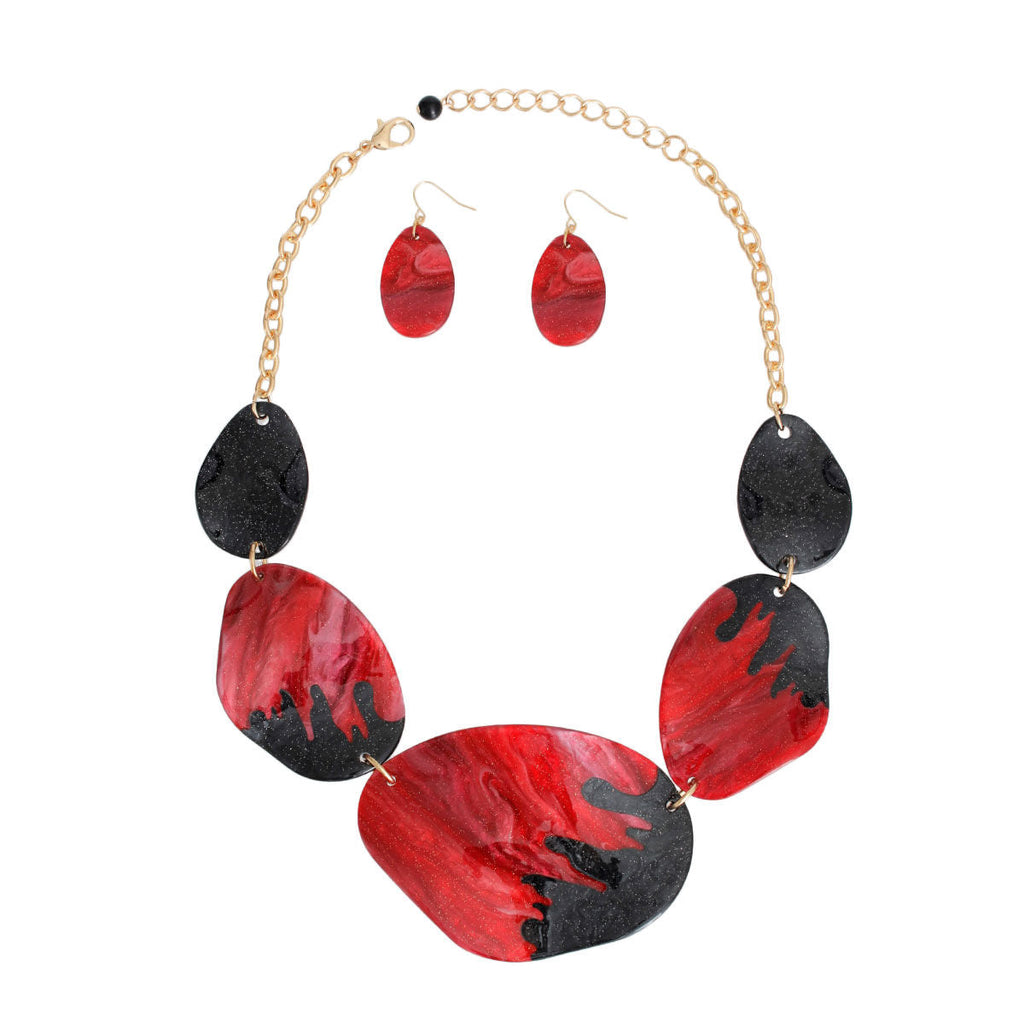 Statement Necklace Dark Pink and Black Dipped Stylish Jewelry Accessory