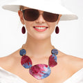 Statement Necklace Fuchsia Purple Dipped Stylish Fashion Jewelry