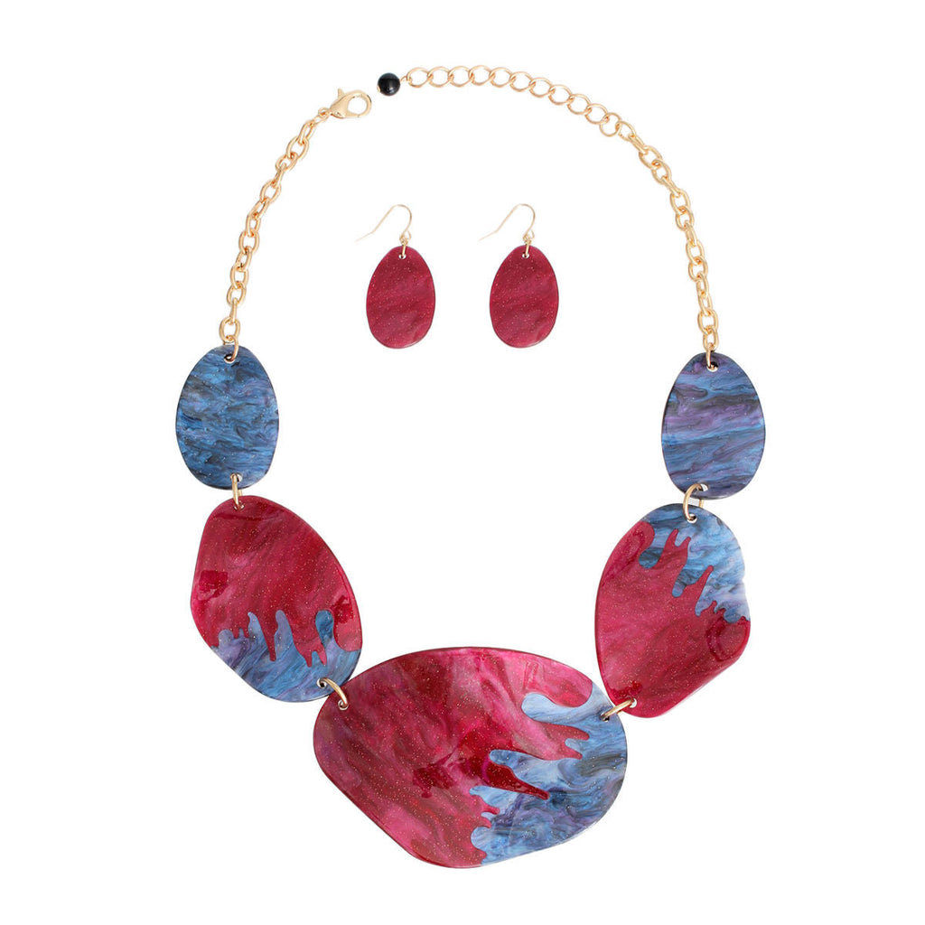 Statement Necklace Fuchsia Purple Dipped Stylish Fashion Jewelry