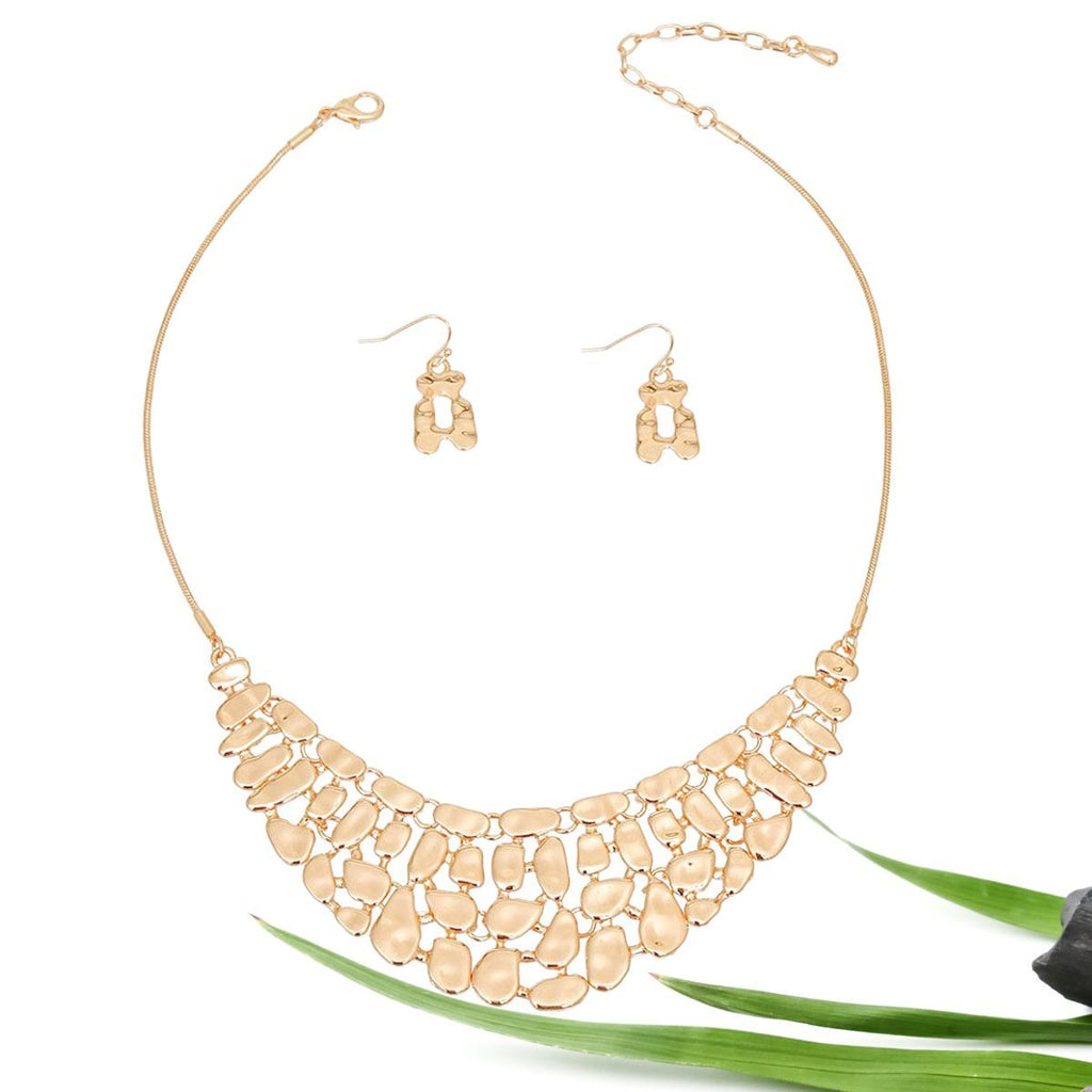 Metal Link Collar Set Gold Statement Jewelry Accessory