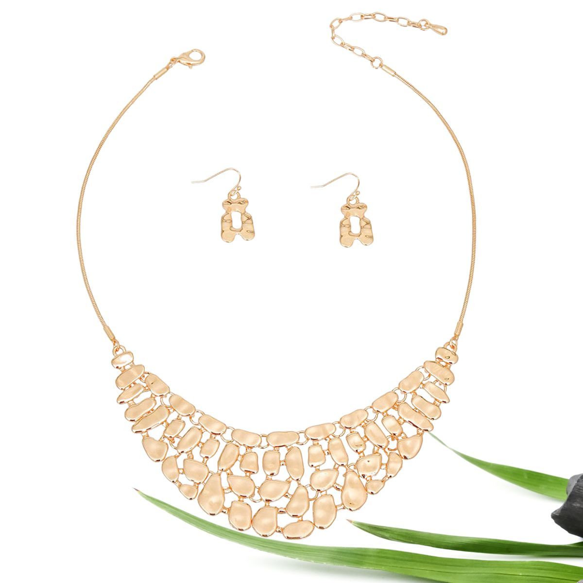 Metal Link Collar Set Gold Statement Jewelry Accessory