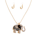 Statement Long Gold Gray Elephant Swirled Jewelry Set