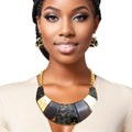 Statement Necklace Marbled Leopard Bib Chain for Women Stylish Chic Accessory