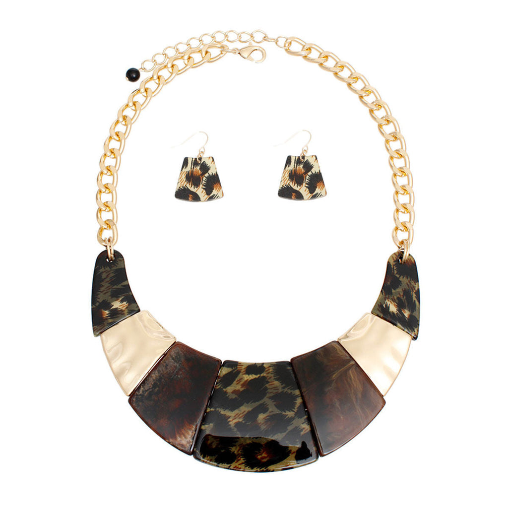 Statement Necklace Marbled Leopard Bib Chain for Women Stylish Chic Accessory
