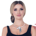Horse Necklace Burnished Silver Stylish Statement Jewelry Accessory
