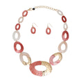 Link Necklace Set Pink Stylish Fashion Jewelry Accessory